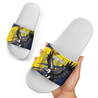 Ecuador Football Custom Slide Sandals 2026 Vamos La Tri Blue South America Pattern - Wonder Print Shop