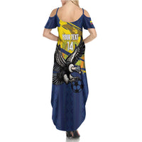 Ecuador Football Custom Summer Maxi Dress 2026 Vamos La Tri Blue South America Pattern - Wonder Print Shop