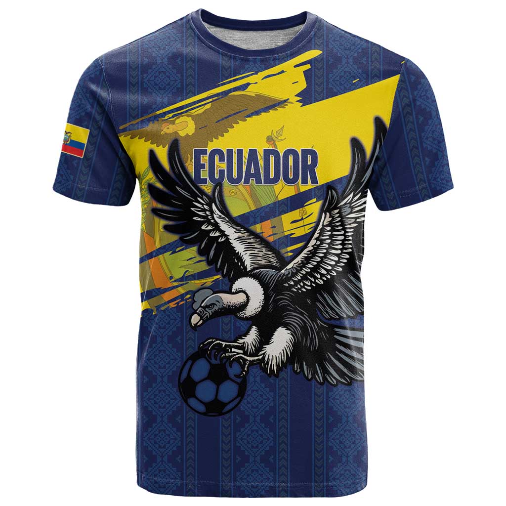 Ecuador Football Custom T Shirt 2026 Vamos La Tri Blue South America Pattern - Wonder Print Shop