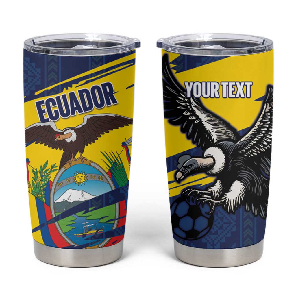 Ecuador Football Custom Tumbler Cup 2026 Vamos La Tri Blue South America Pattern - Wonder Print Shop