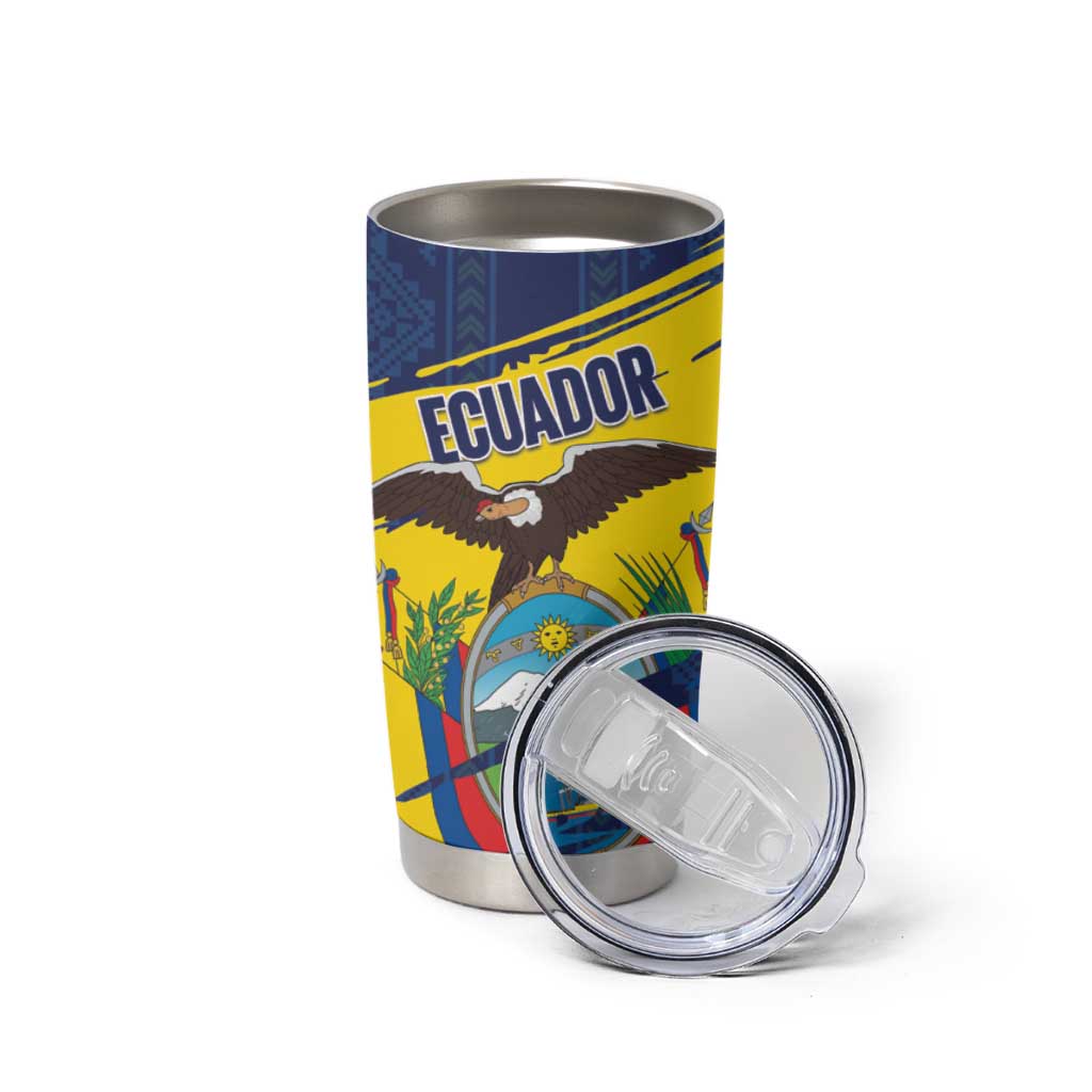 Ecuador Football Custom Tumbler Cup 2026 Vamos La Tri Blue South America Pattern - Wonder Print Shop