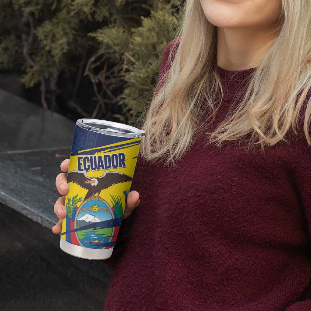 Ecuador Football Custom Tumbler Cup 2026 Vamos La Tri Blue South America Pattern - Wonder Print Shop