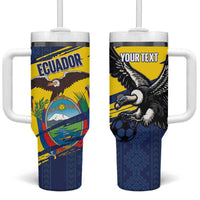 Ecuador Football Custom Tumbler With Handle 2026 Vamos La Tri Blue South America Pattern - Wonder Print Shop