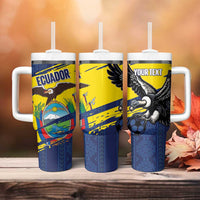 Ecuador Football Custom Tumbler With Handle 2026 Vamos La Tri Blue South America Pattern - Wonder Print Shop