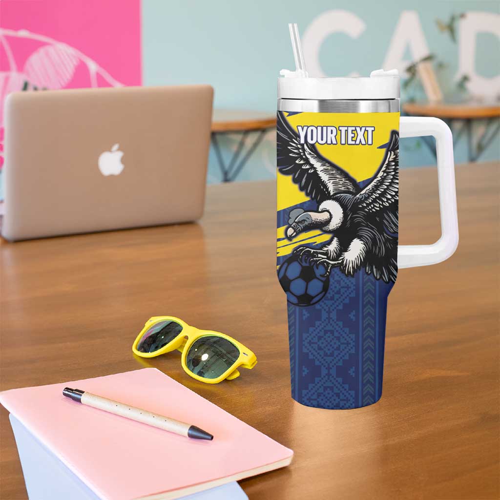 Ecuador Football Custom Tumbler With Handle 2026 Vamos La Tri Blue South America Pattern - Wonder Print Shop