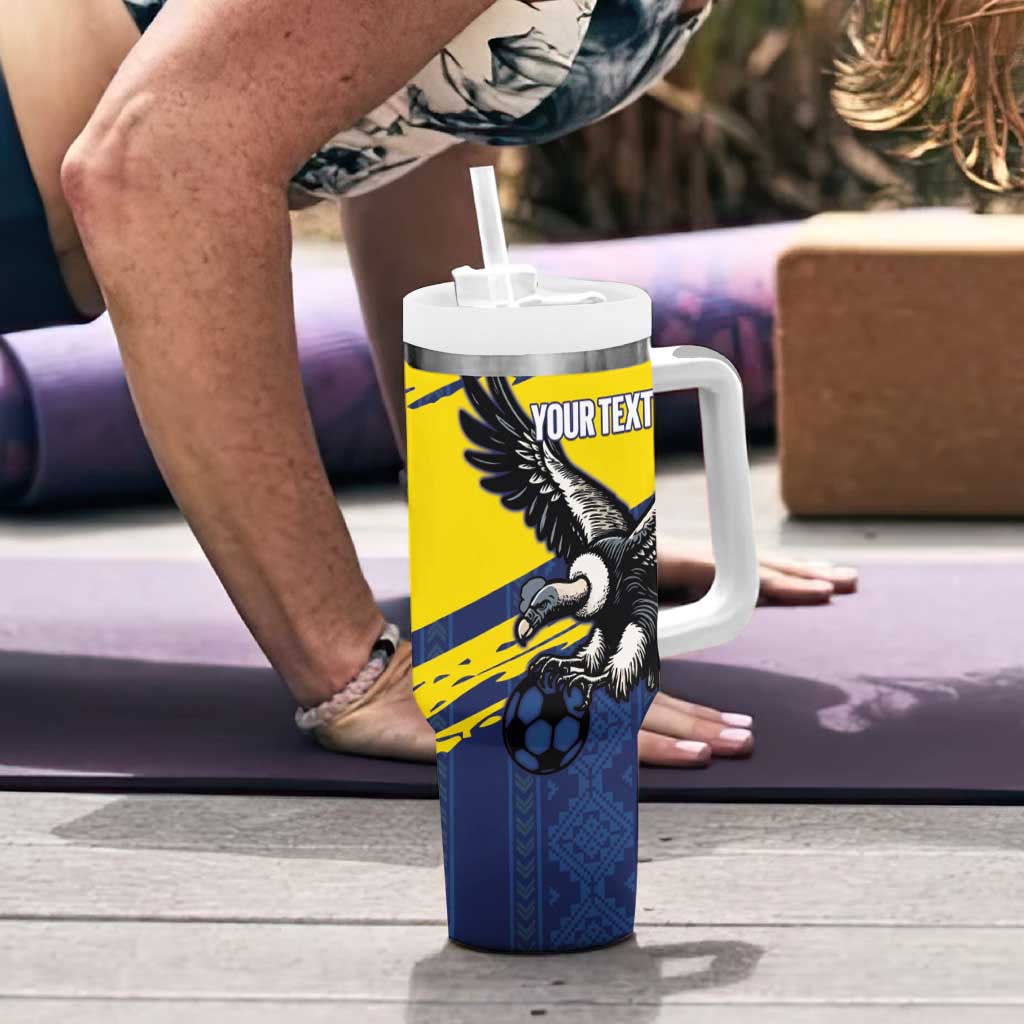 Ecuador Football Custom Tumbler With Handle 2026 Vamos La Tri Blue South America Pattern - Wonder Print Shop