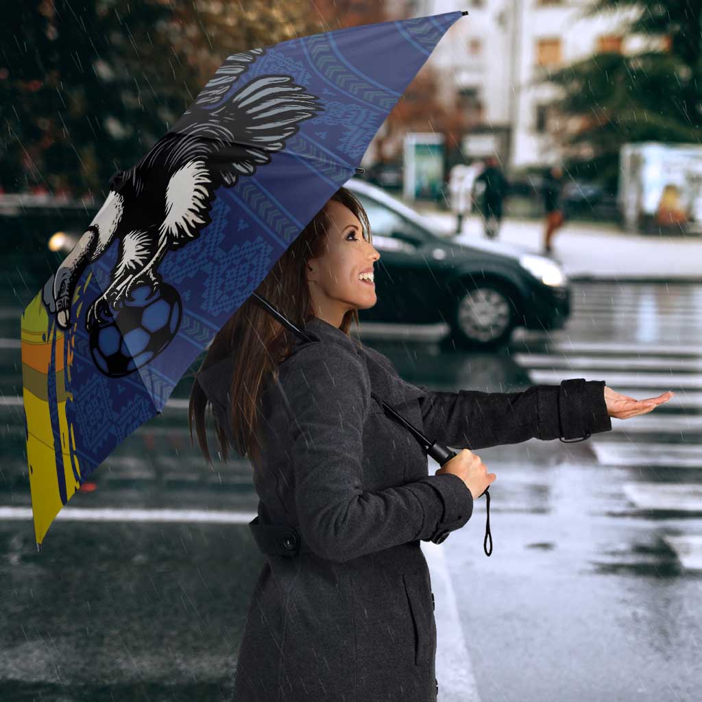 Ecuador Football Custom Umbrella 2026 Vamos La Tri Blue South America Pattern - Wonder Print Shop