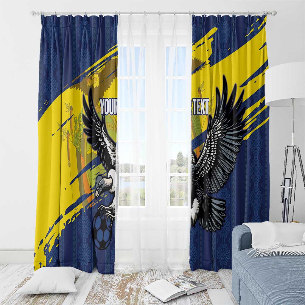 Ecuador Football Custom Window Curtain 2026 Vamos La Tri Blue South America Pattern - Wonder Print Shop