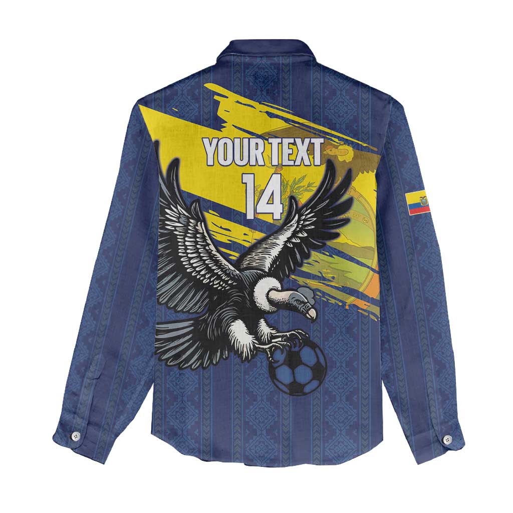 Ecuador Football Custom Women Casual Shirt 2026 Vamos La Tri Blue South America Pattern - Wonder Print Shop
