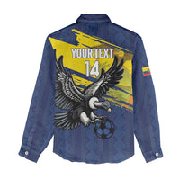 Ecuador Football Custom Women Casual Shirt 2026 Vamos La Tri Blue South America Pattern - Wonder Print Shop