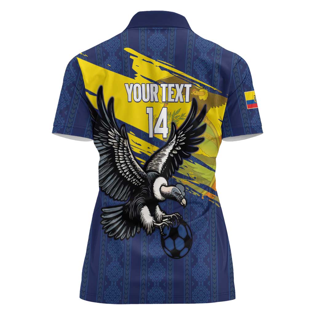Ecuador Football Custom Women Polo Shirt 2026 Vamos La Tri Blue South America Pattern - Wonder Print Shop