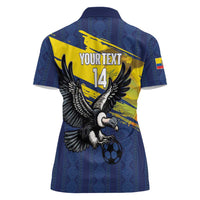 Ecuador Football Custom Women Polo Shirt 2026 Vamos La Tri Blue South America Pattern - Wonder Print Shop