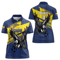 Ecuador Football Custom Women Polo Shirt 2026 Vamos La Tri Blue South America Pattern - Wonder Print Shop