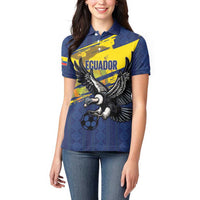 Ecuador Football Custom Women Polo Shirt 2026 Vamos La Tri Blue South America Pattern - Wonder Print Shop