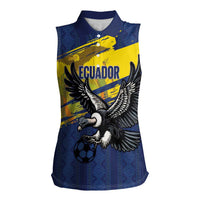 Ecuador Football Custom Women Sleeveless Polo Shirt 2026 Vamos La Tri Blue South America Pattern - Wonder Print Shop