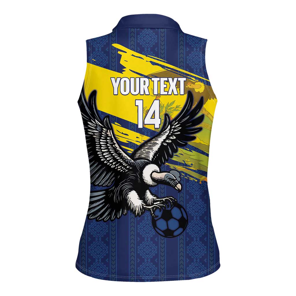Ecuador Football Custom Women Sleeveless Polo Shirt 2026 Vamos La Tri Blue South America Pattern - Wonder Print Shop
