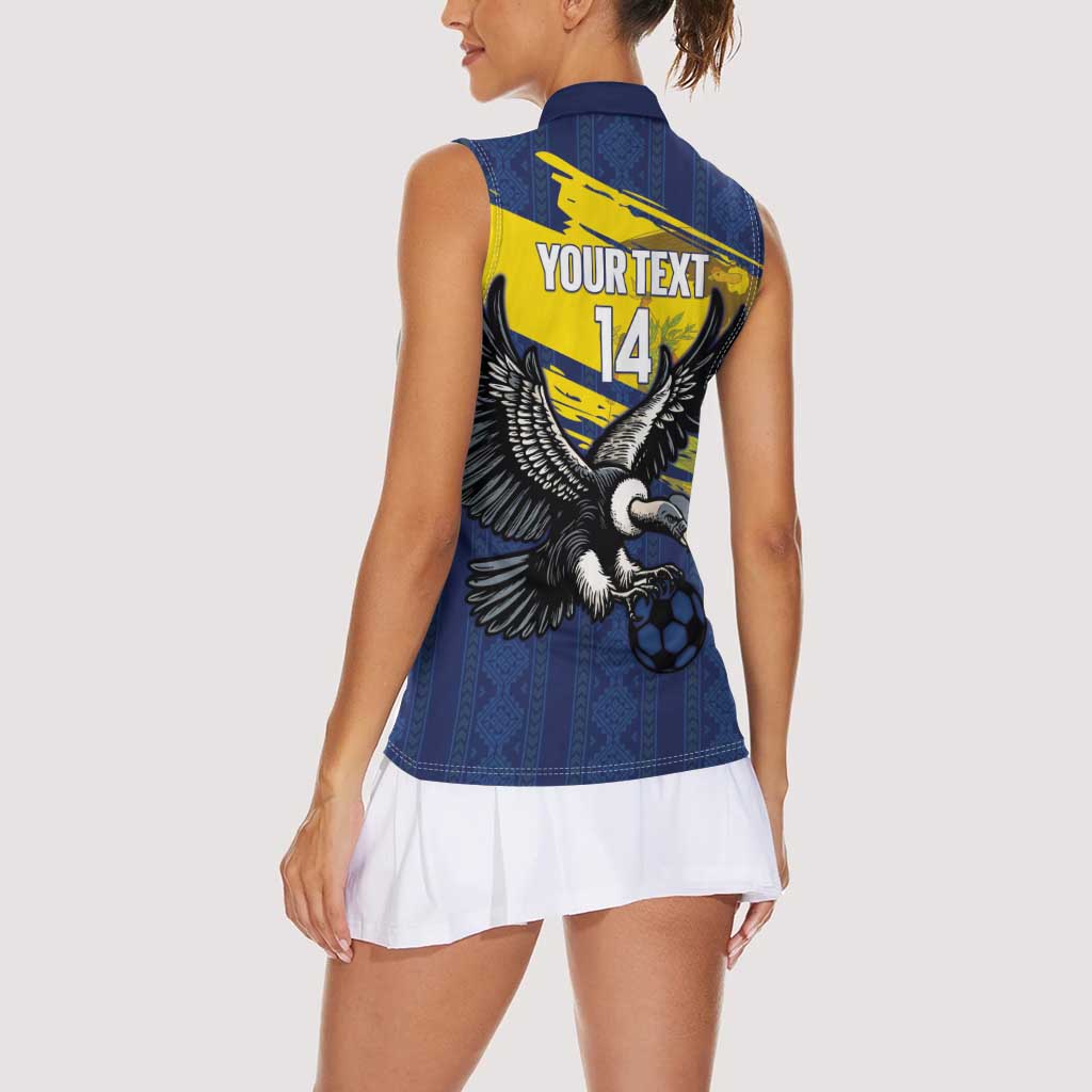 Ecuador Football Custom Women Sleeveless Polo Shirt 2026 Vamos La Tri Blue South America Pattern - Wonder Print Shop