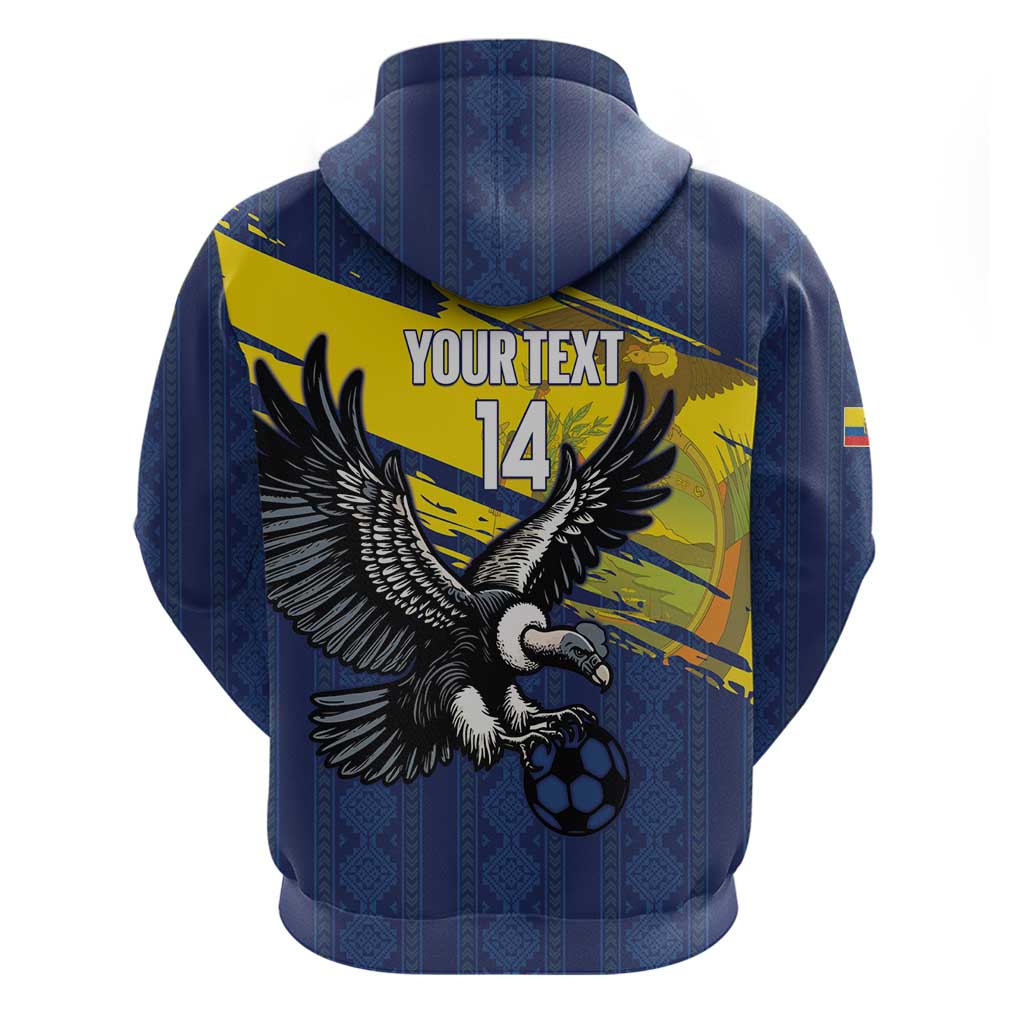 Ecuador Football Custom Zip Hoodie 2026 Vamos La Tri Blue South America Pattern - Wonder Print Shop