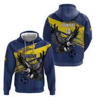 Ecuador Football Custom Zip Hoodie 2026 Vamos La Tri Blue South America Pattern - Wonder Print Shop