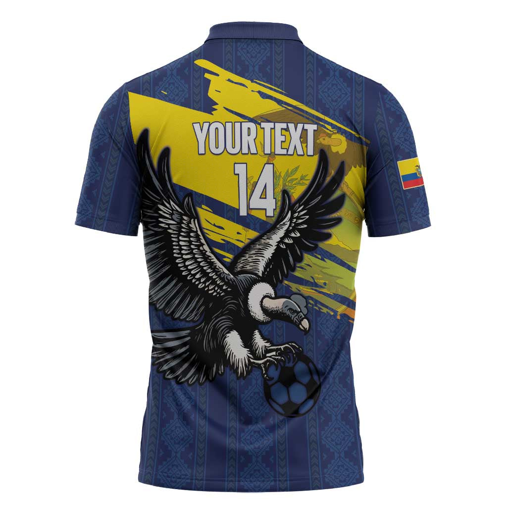Ecuador Football Custom Zipper Polo Shirt 2026 Vamos La Tri Blue South America Pattern - Wonder Print Shop