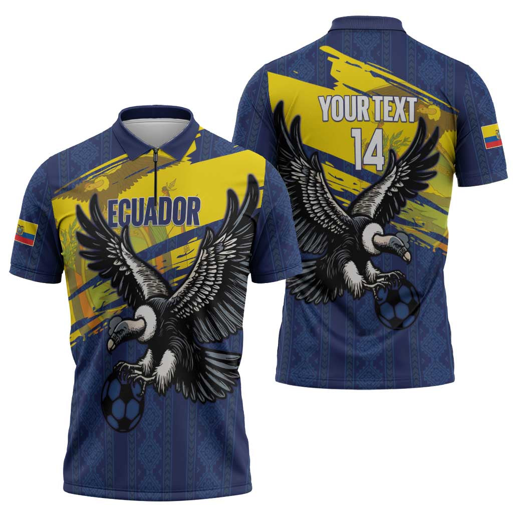 Ecuador Football Custom Zipper Polo Shirt 2026 Vamos La Tri Blue South America Pattern - Wonder Print Shop