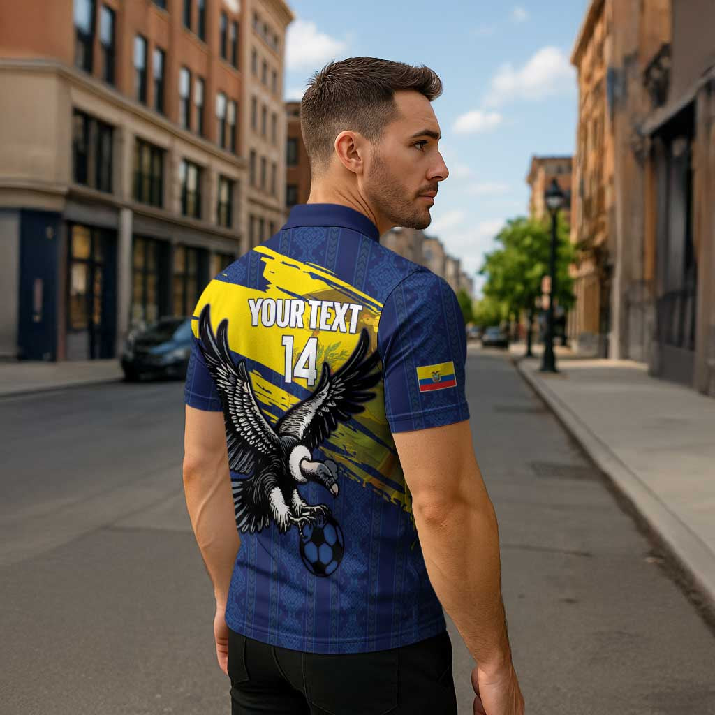 Ecuador Football Custom Zipper Polo Shirt 2026 Vamos La Tri Blue South America Pattern - Wonder Print Shop