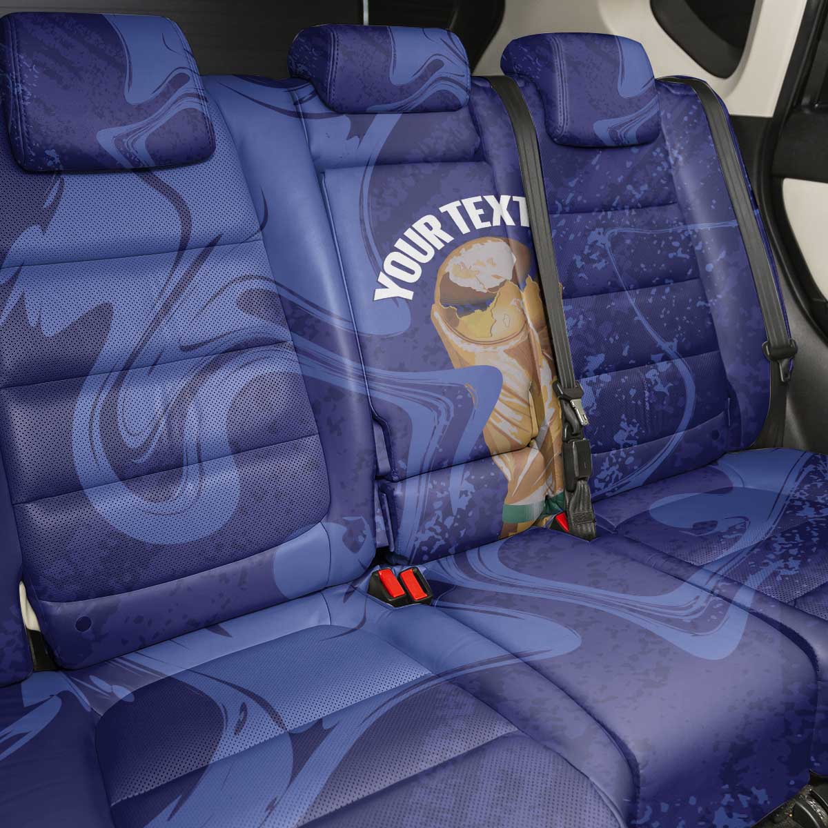 Paraguay Football Custom Back Car Seat Cover 2026 La Albirroja Marble Pattern - Wonder Print Shop