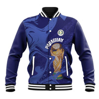 Paraguay Football Custom Baseball Jacket 2026 La Albirroja Marble Pattern - Wonder Print Shop