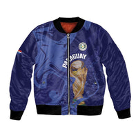 Paraguay Football Custom Bomber Jacket 2026 La Albirroja Marble Pattern - Wonder Print Shop