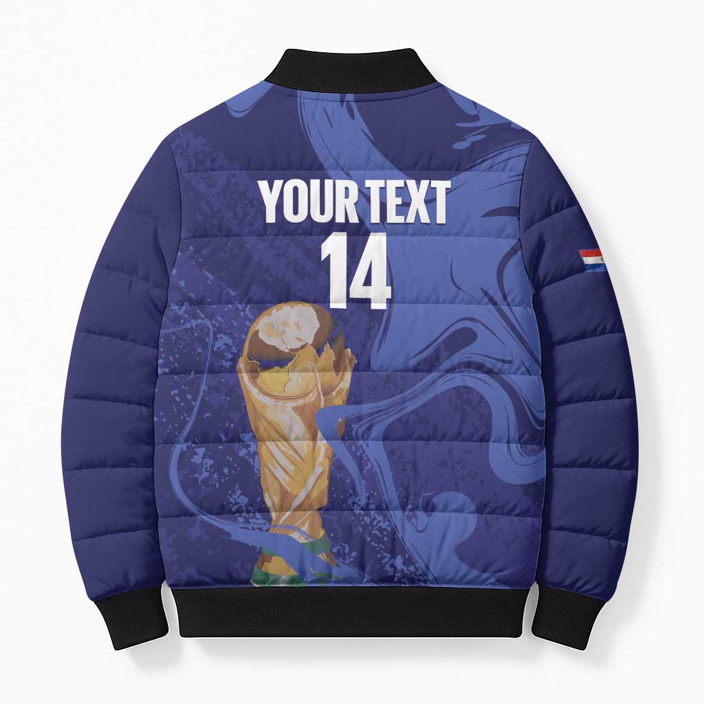 Paraguay Football Custom Bomber Puffer Jacket 2026 La Albirroja Marble Pattern - Wonder Print Shop