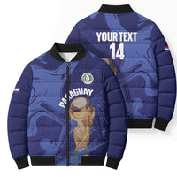 Paraguay Football Custom Bomber Puffer Jacket 2026 La Albirroja Marble Pattern - Wonder Print Shop