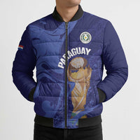 Paraguay Football Custom Bomber Puffer Jacket 2026 La Albirroja Marble Pattern - Wonder Print Shop