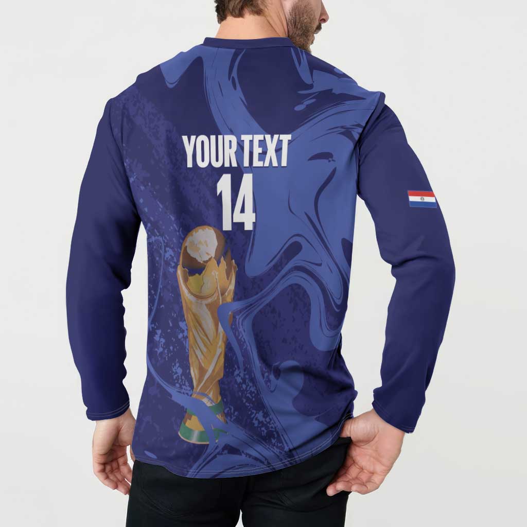 Paraguay Football Custom Button Sweatshirt 2026 La Albirroja Marble Pattern - Wonder Print Shop