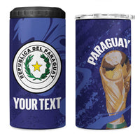 Paraguay Football Custom 4 in 1 Can Cooler Tumbler 2026 La Albirroja Marble Pattern - Wonder Print Shop