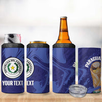 Paraguay Football Custom 4 in 1 Can Cooler Tumbler 2026 La Albirroja Marble Pattern - Wonder Print Shop