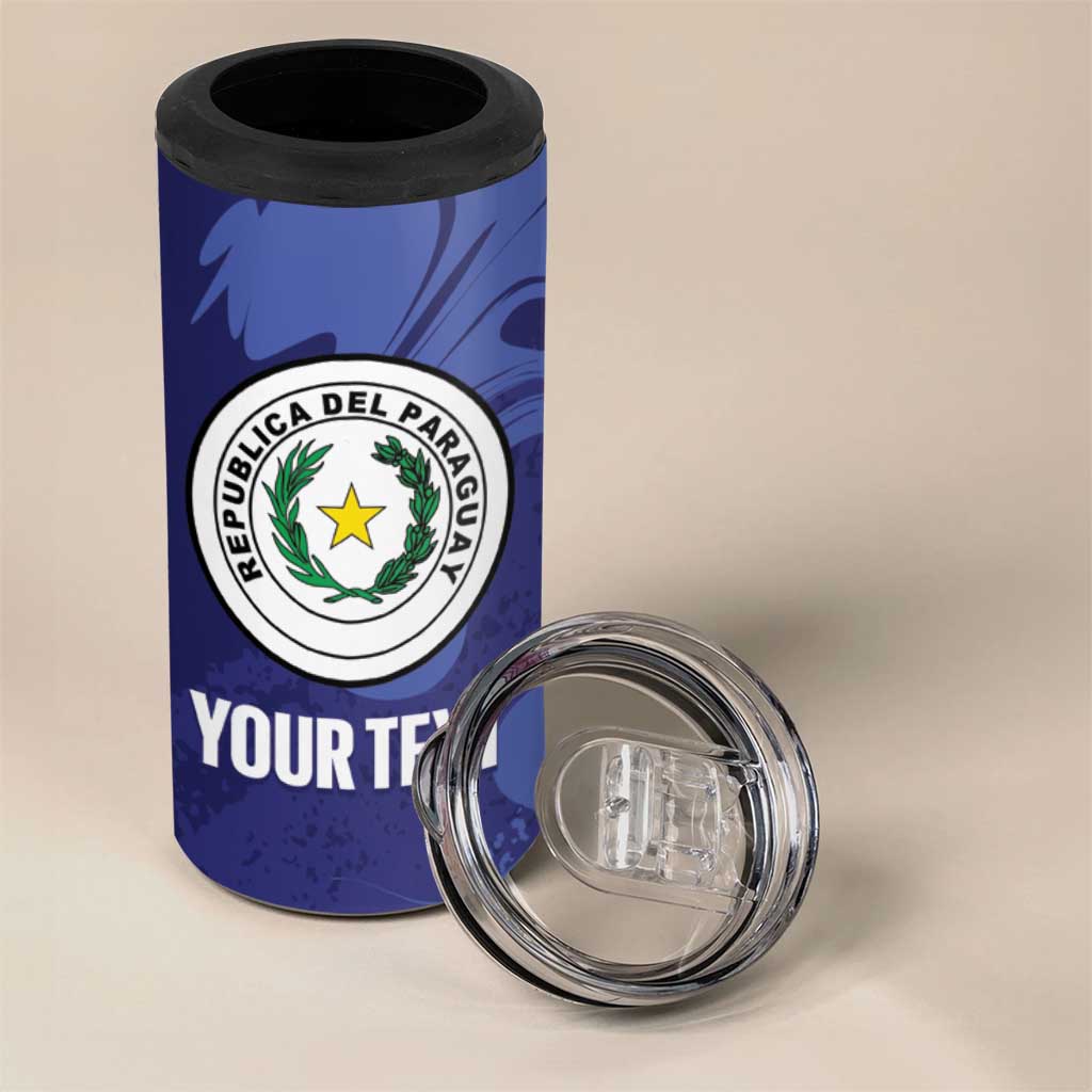 Paraguay Football Custom 4 in 1 Can Cooler Tumbler 2026 La Albirroja Marble Pattern - Wonder Print Shop