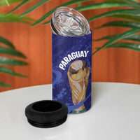 Paraguay Football Custom 4 in 1 Can Cooler Tumbler 2026 La Albirroja Marble Pattern - Wonder Print Shop