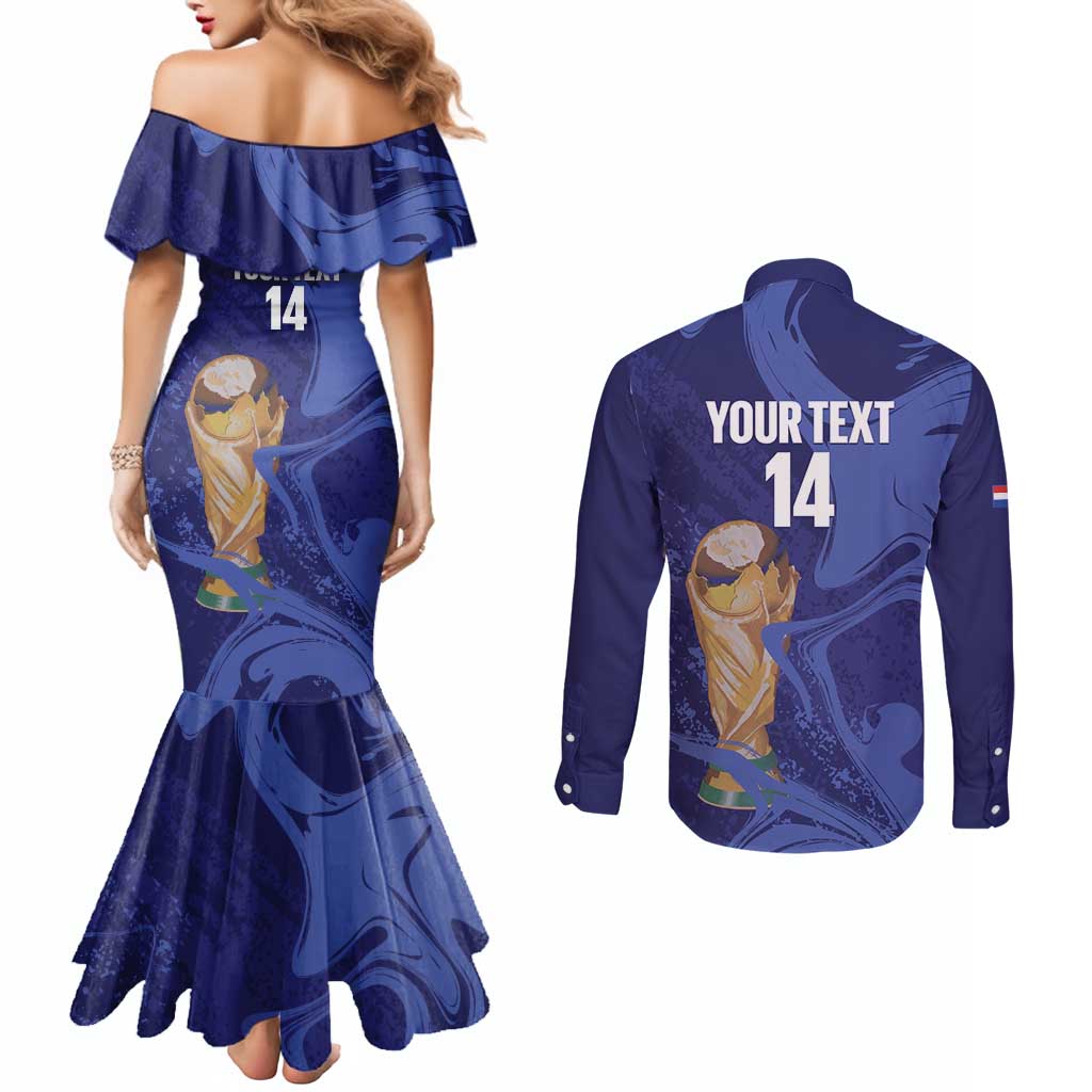 Paraguay Football Custom Couples Matching Mermaid Dress and Long Sleeve Button Shirt 2026 La Albirroja Marble Pattern - Wonder Print Shop