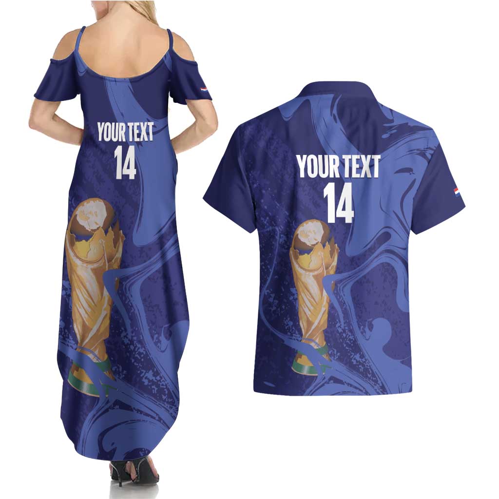 Paraguay Football Custom Couples Matching Summer Maxi Dress and Hawaiian Shirt 2026 La Albirroja Marble Pattern - Wonder Print Shop