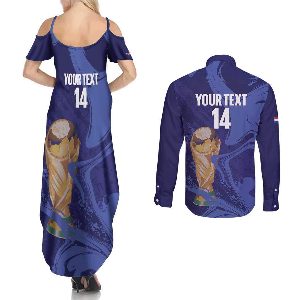 Paraguay Football Custom Couples Matching Summer Maxi Dress and Long Sleeve Button Shirt 2026 La Albirroja Marble Pattern - Wonder Print Shop