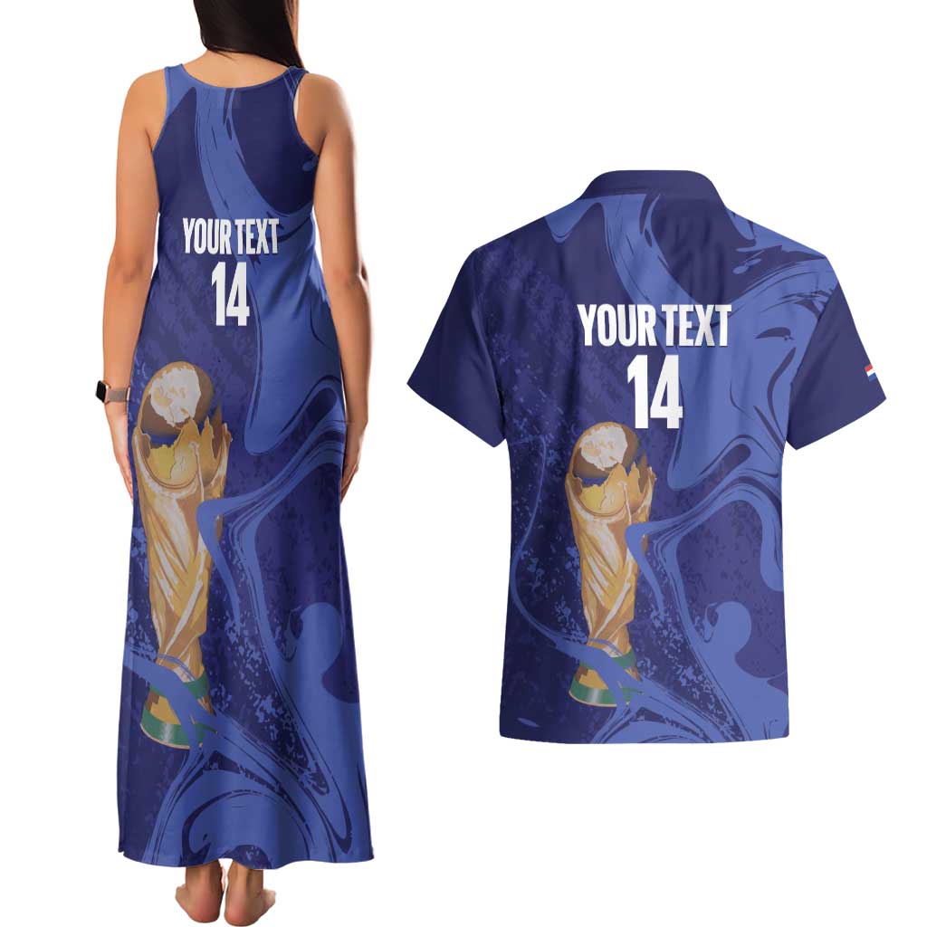 Paraguay Football Custom Couples Matching Tank Maxi Dress and Hawaiian Shirt 2026 La Albirroja Marble Pattern - Wonder Print Shop