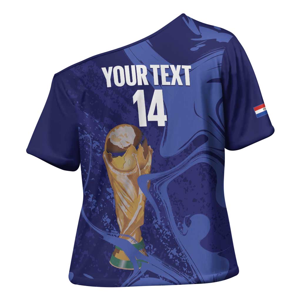 Paraguay Football Custom Cross Shoulder Shirt 2026 La Albirroja Marble Pattern - Wonder Print Shop