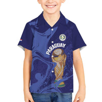 Paraguay Football Custom Family Matching Long Sleeve Bodycon Dress and Hawaiian Shirt 2026 La Albirroja Marble Pattern - Wonder Print Shop