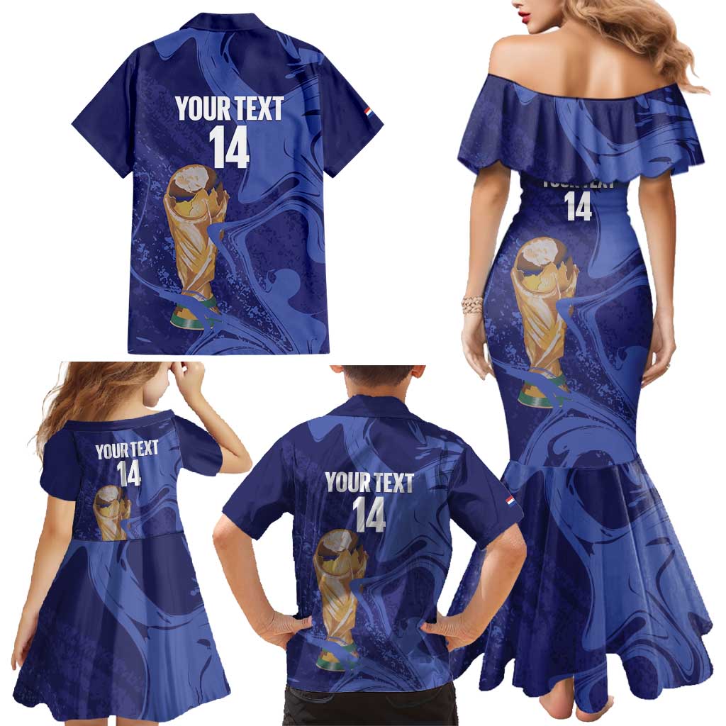 Paraguay Football Custom Family Matching Mermaid Dress and Hawaiian Shirt 2026 La Albirroja Marble Pattern - Wonder Print Shop