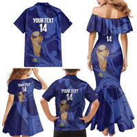 Paraguay Football Custom Family Matching Mermaid Dress and Hawaiian Shirt 2026 La Albirroja Marble Pattern - Wonder Print Shop