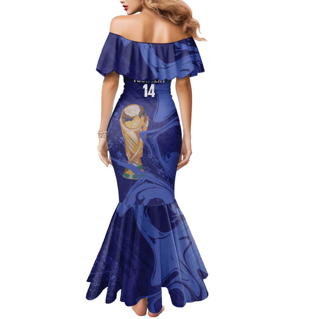 Paraguay Football Custom Family Matching Mermaid Dress and Hawaiian Shirt 2026 La Albirroja Marble Pattern - Wonder Print Shop