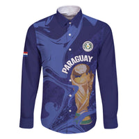 Paraguay Football Custom Family Matching Off The Shoulder Long Sleeve Dress and Hawaiian Shirt 2026 La Albirroja Marble Pattern - Wonder Print Shop