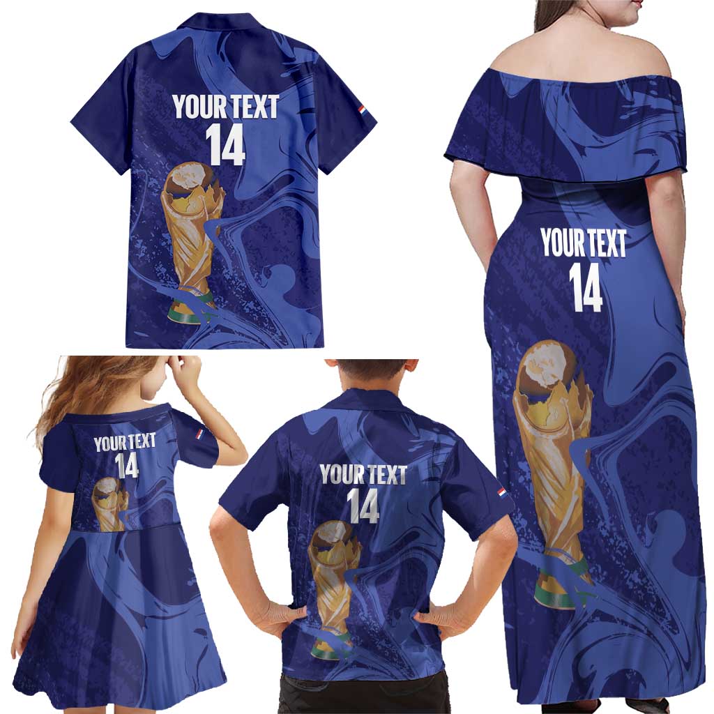 Paraguay Football Custom Family Matching Off Shoulder Maxi Dress and Hawaiian Shirt 2026 La Albirroja Marble Pattern - Wonder Print Shop