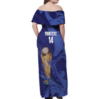 Paraguay Football Custom Family Matching Off Shoulder Maxi Dress and Hawaiian Shirt 2026 La Albirroja Marble Pattern - Wonder Print Shop