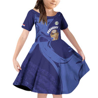 Paraguay Football Custom Family Matching Off Shoulder Short Dress and Hawaiian Shirt 2026 La Albirroja Marble Pattern - Wonder Print Shop